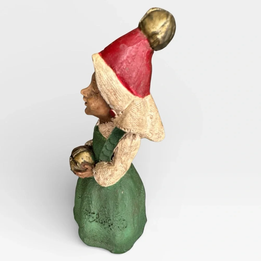 Vintage Tom Clark Signed Gnome Figurine – 1986 – Lady Holding Bell